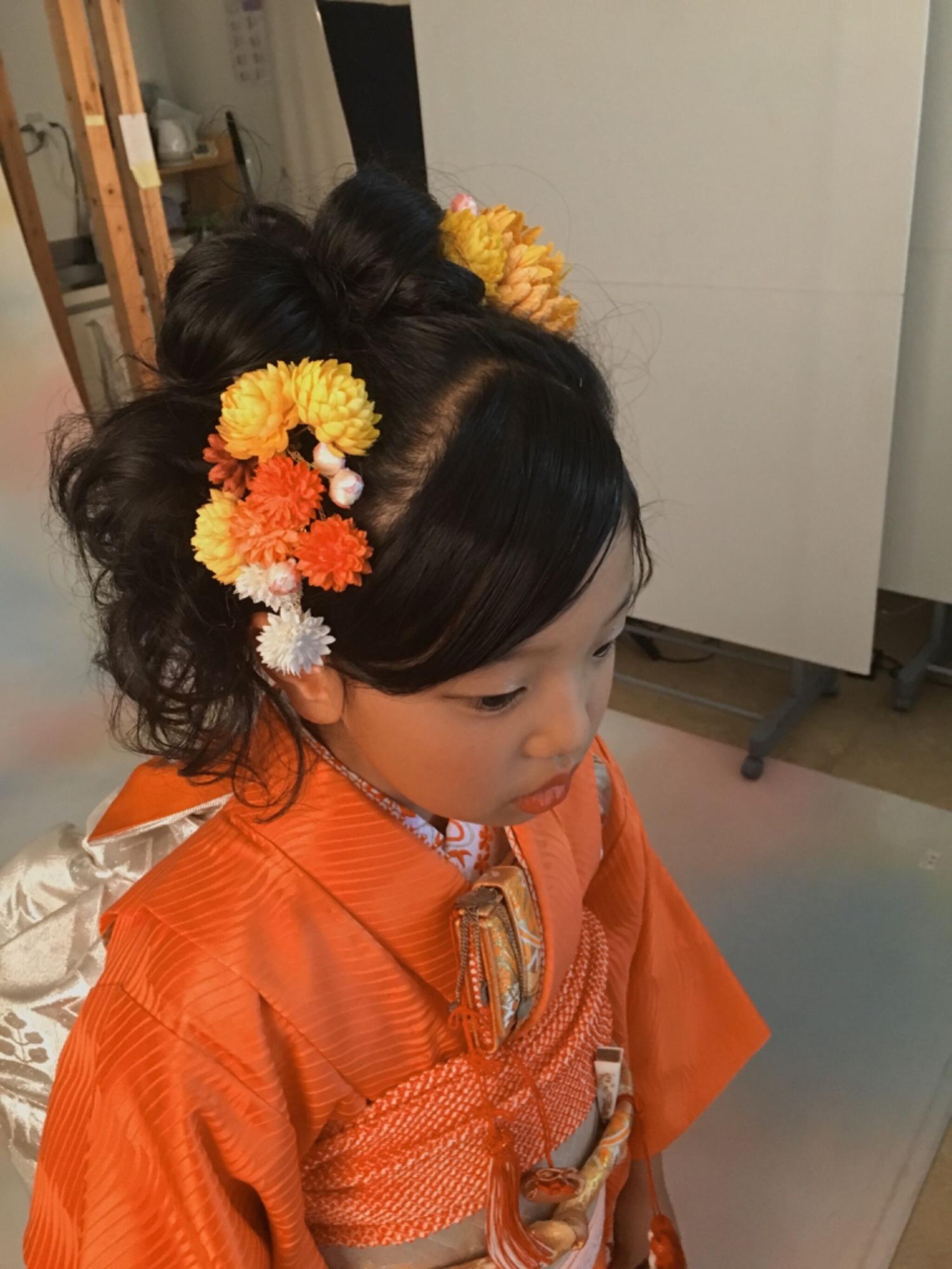 おリボンヘアで七五三