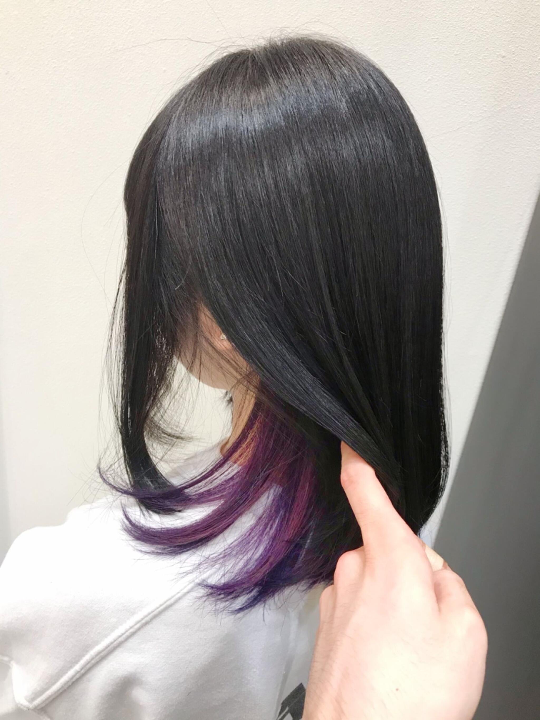 暗髪✕インナーパープル