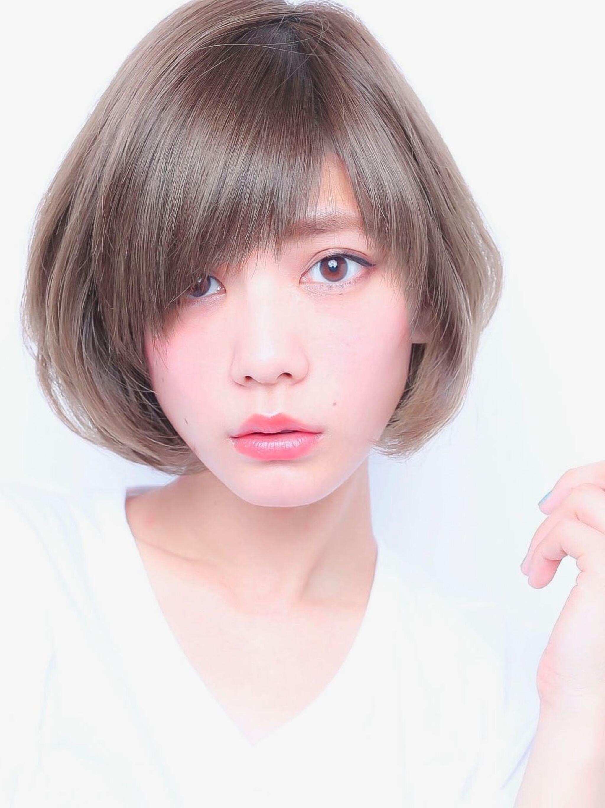 人気の本田翼斜めバング小顔マッシュショート☆ブランジュ透明感カラー