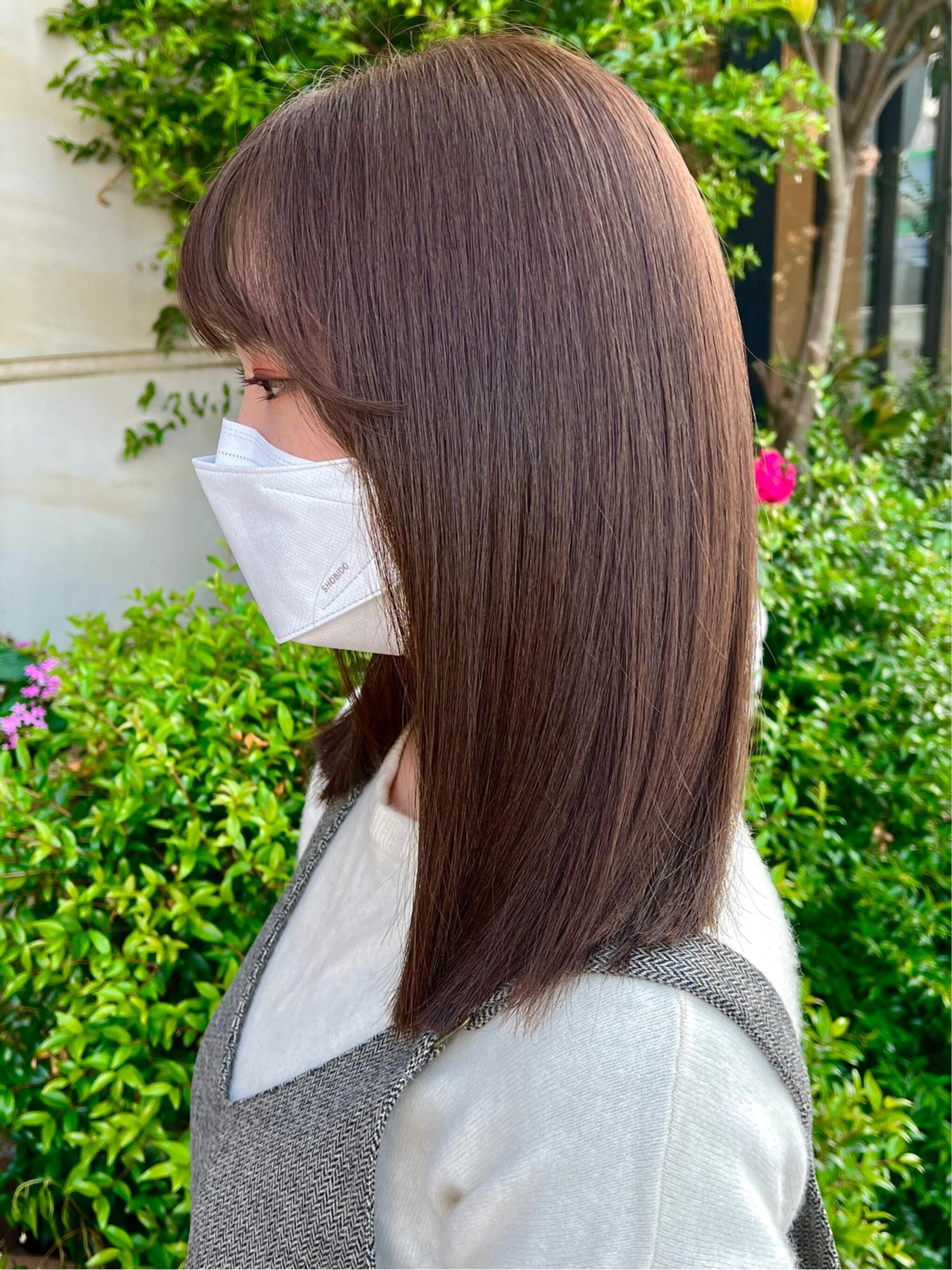 ミディアム酸性ストレート✂︎グレージュカラー